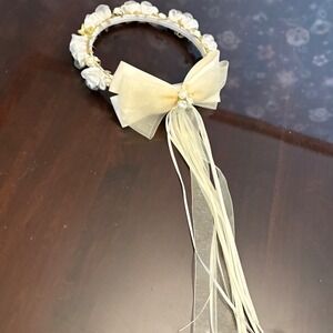 Kid's Dream Flower Girl Headband Cream Floral Bow‎ Comb Wedding First Communion
